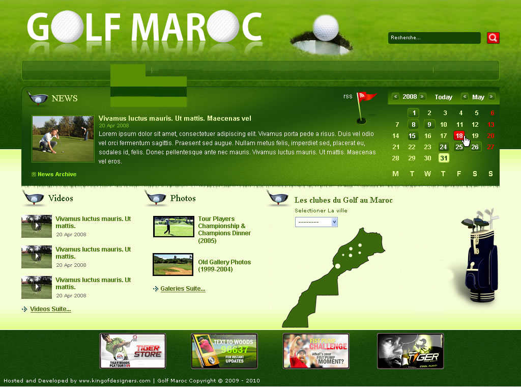 GOLF MAROC – Webdesign golf web site on 2010